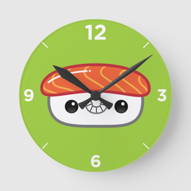 Kawaii Nigiri Sushi Clock Runde Wanduhr (Vorderseite)