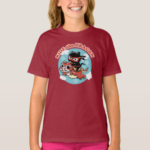 Kawaii Ninja Cat Drachenfahrt T-Shirt