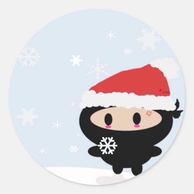Kawaii Ninja Santa Stickers (Vorderseite)