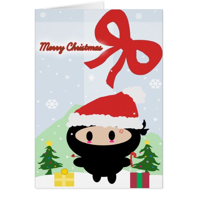 Kawaii Ninja Weihnachtskarte (Vorne)