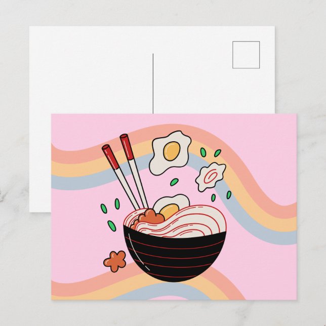 Kawaii Noodles Postcard Postkarte (Vorne/Hinten)