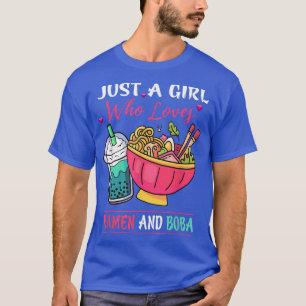 Kawaii nur ein Mädchen, das Ramen und Boba Tee Bu