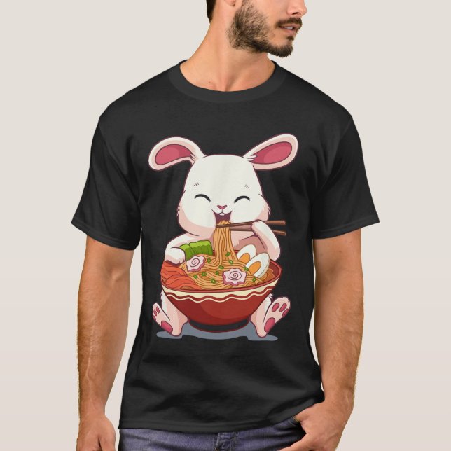 Kawaii Oaster Bunny Ramen Noodles Japanisches Oste T-Shirt (Vorderseite)