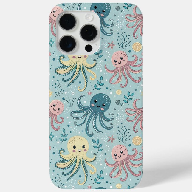 Kawaii Octopus Pattern Case-Mate iPhone Hülle (Rückseite)
