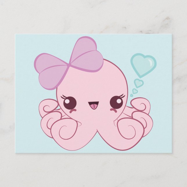 Kawaii Octopus Postcard Postkarte (Vorderseite)
