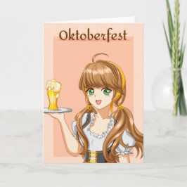 Kawaii Oktoberfest Magd mit Bier Karte