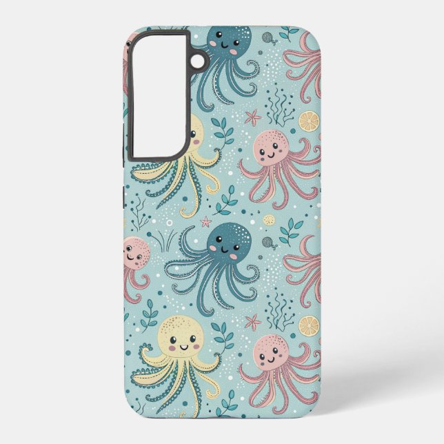 Kawaii-Oktopus-Muster Samsung Galaxy Hülle (Rückseite)