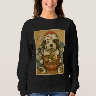 Kawaii Old English Sheepdog Japanische Ramen-Nudel Sweatshirt
