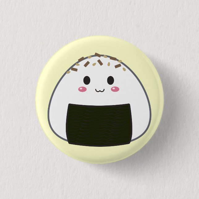 Kawaii "Onigiri" Reis-Ball mit Spitzen Button (Vorderseite)