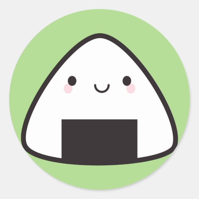 Kawaii Onigiri Rice Ball Runder Aufkleber (Vorderseite)