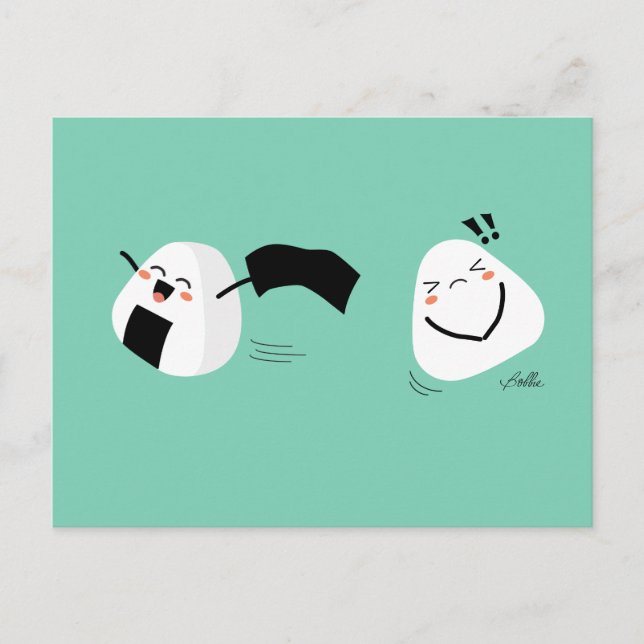 Kawaii Onigiri Theft Postcard Postkarte (Vorderseite)