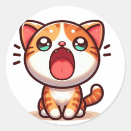 Kawaii Orange Cat Runder Aufkleber