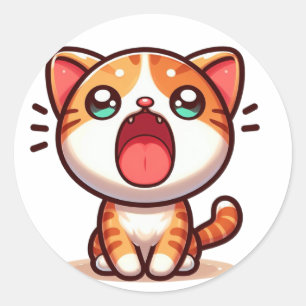 Kawaii Orange Cat Runder Aufkleber