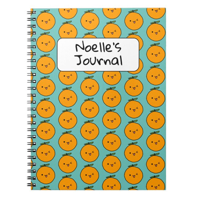 Kawaii Orange Customizable Personalisiert Journal Notizblock (Vorderseite)