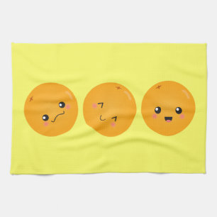 Kawaii Orange rollt herum Geschirrtuch