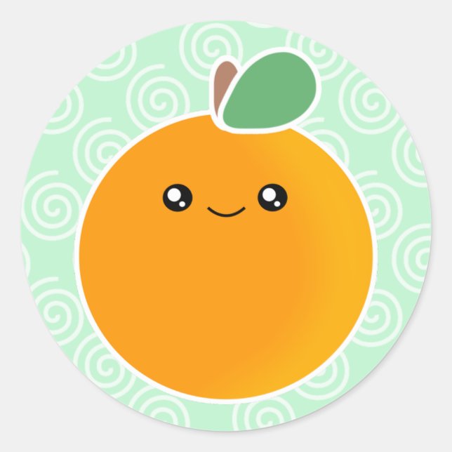 Kawaii Orange Runder Aufkleber (Vorderseite)