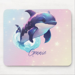 Kawaii Orca Killer Whale Personalisiert Blue & Pin Mousepad