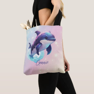 Kawaii Orca Schwertwal Personalisiert Blau & Rosa