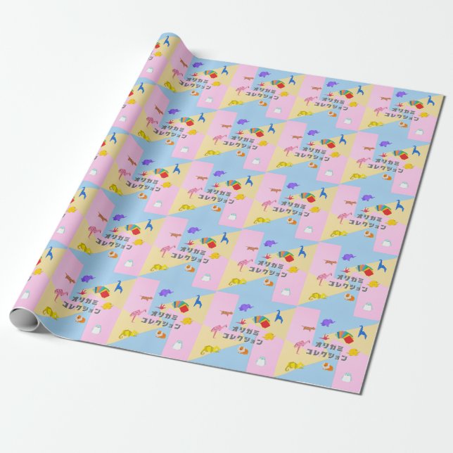 KAWAII　Origami Creatures & Katakana Typography  Geschenkpapier (Ungerollt)