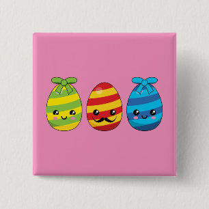 Kawaii Ostereier mit Ribbons Button