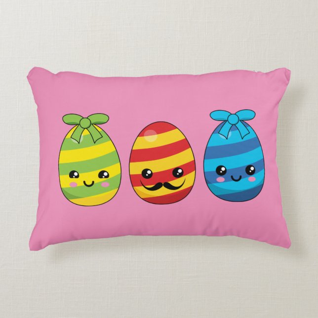 Kawaii Ostereier mit Ribbons Dekokissen (Vorderseite)