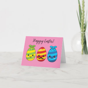 Kawaii Ostereier mit Ribbons Text hinzufügen Dankeskarte