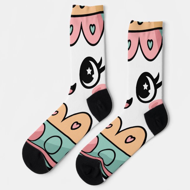 Kawaii Ostereig Socken (Linkes Detail)