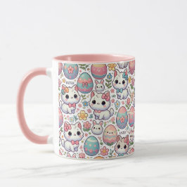 Kawaii Osterkatze Tasse - Niedliche Kitty - farben