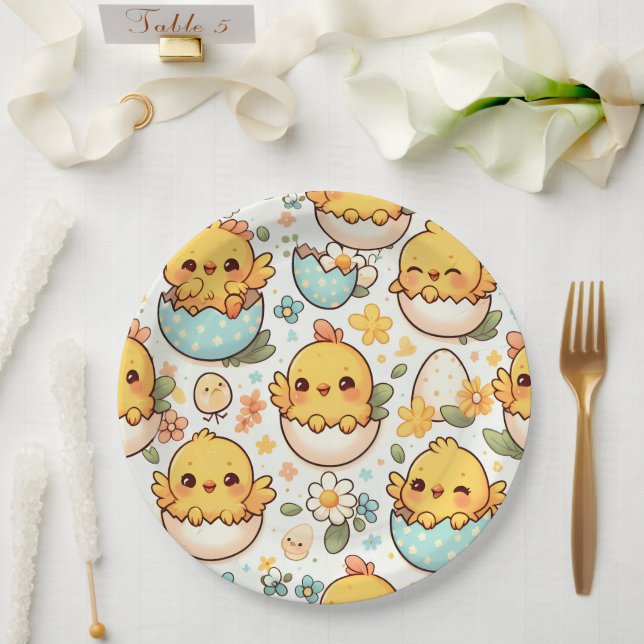 Kawaii-Osterküken-Papierplatten Pappteller (Hochzeit)