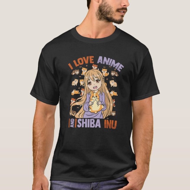Kawaii Otaku Girl - I Liebe Anime and Shiba Inu -  T-Shirt (Vorderseite)