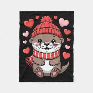 Kawaii Otter Valentinstag Herzen Winter Schal Fleecedecke