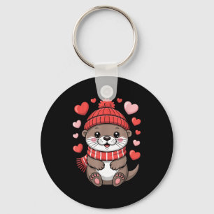 Kawaii Otter Valentinstag Herzen Winter Schal Schlüsselanhänger