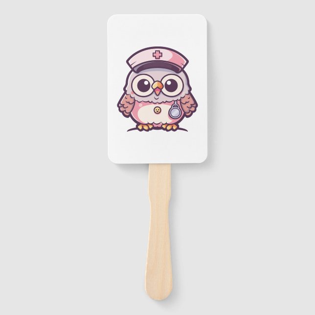 Kawaii Owl als Krankenschwester Fächer (Vorderseite)