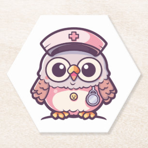 Kawaii Owl als Krankenschwester Untersetzer