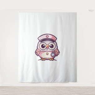 Kawaii Owl als Krankenschwester Wandteppich