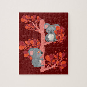 Kawaii-Paar Koalas mit Herzbaum Puzzle