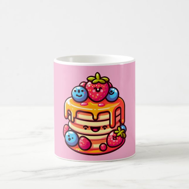 Kawaii Pancake Frühstück Niedliches Design Kaffeetasse (Mittel)
