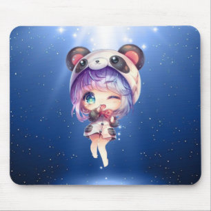 Kawaii Panda Anime Girl Mousepad