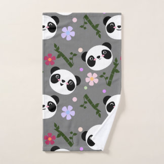 Kawaii Panda auf Grau Handtuch