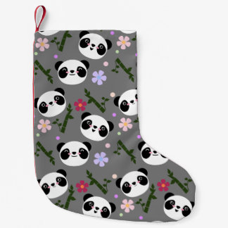 Kawaii Panda auf Grau Kleiner Weihnachtsstrumpf