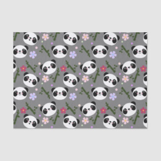 Kawaii Panda auf Grau Seidenpapier