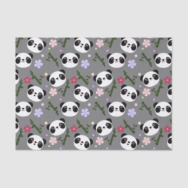 Kawaii Panda auf Grau Seidenpapier (Vorderseite)