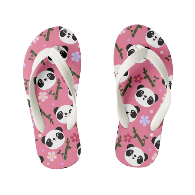 Kawaii Panda auf Pink Kinderbadesandalen (Fußbett)