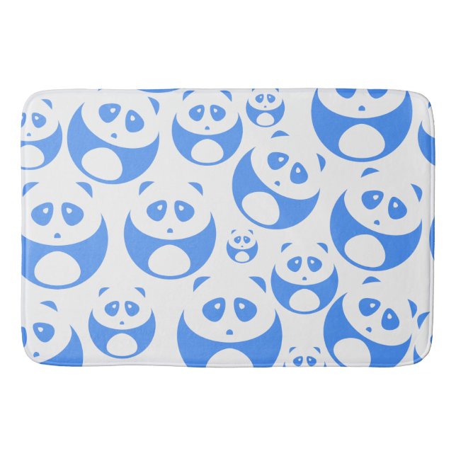 Kawaii Panda Baby Blue and White Pattern Badematte (Vorderseite)