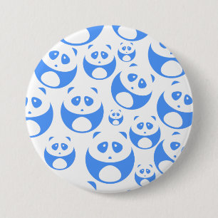 Kawaii Panda Baby Blue and White Pattern Button
