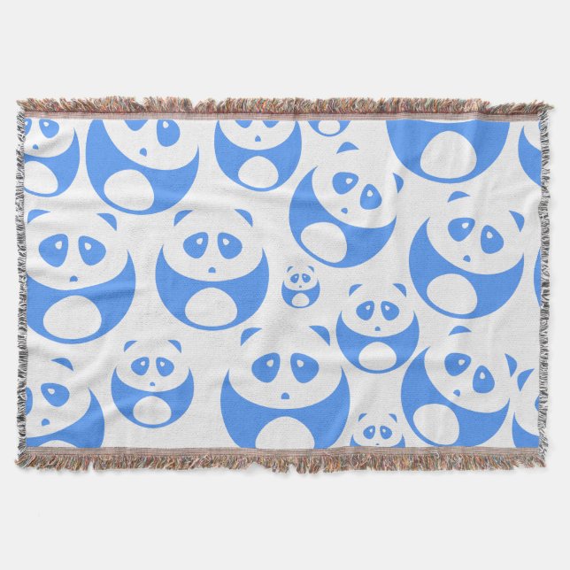 Kawaii Panda Baby Blue and White Pattern Decke (Vorderseite)