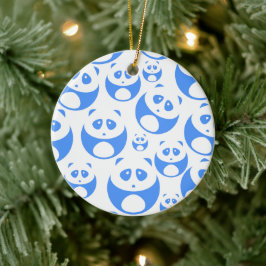 Kawaii Panda Baby Blue and White Pattern Keramik Ornament