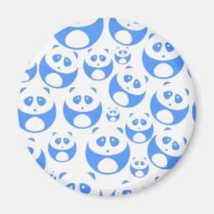 Kawaii Panda Baby Blue and White Pattern Magnet