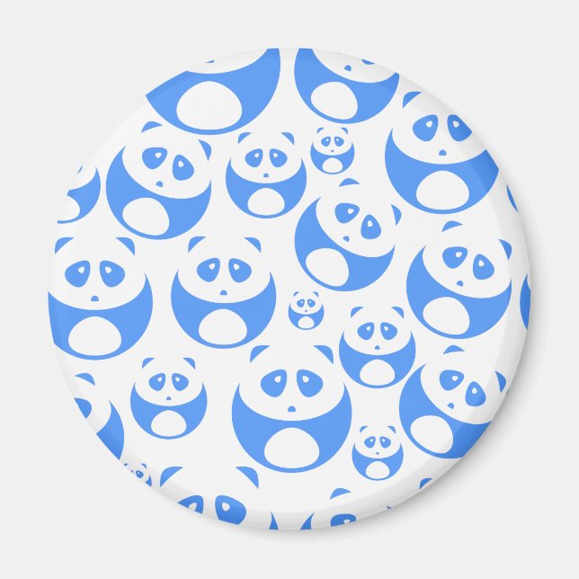 Kawaii Panda Baby Blue and White Pattern Magnet (Vorne)