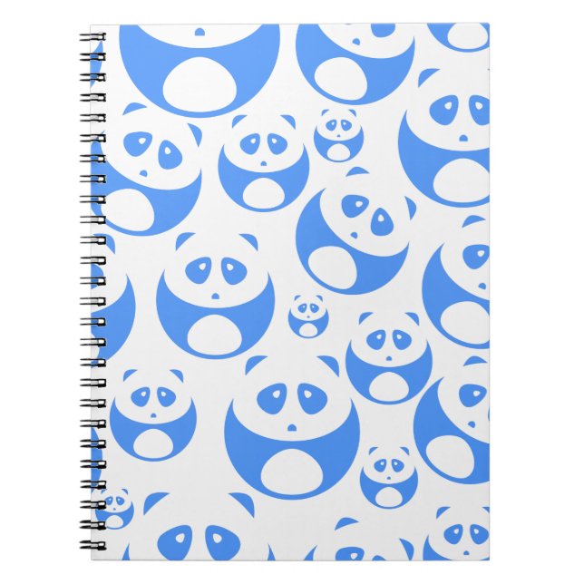 Kawaii Panda Baby Blue and White Pattern Notizblock (Vorderseite)